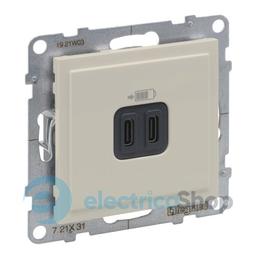 Розетка для заряджання USB С+C 15Вт/5V для серії SUNO Legrand 721231 слонова кістка