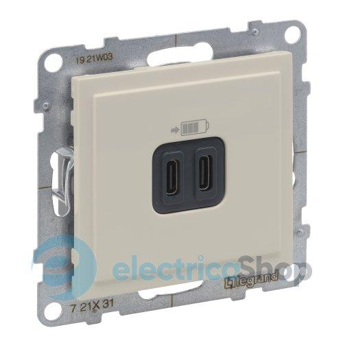 Розетка для заряджання USB С+C 15Вт/5V для серії SUNO Legrand 721231 слонова кістка