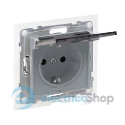 Розетка IP44 із з/к та кришкою і захист. шторками (пруж.клеми) 16А/250V для серії SUNO Legrand 721323 алюміній