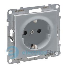 Розетка із з/к та шторками (гвинт. клеми) 16А/250V для серії SUNO Legrand 721325 алюміній