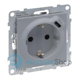 Розетка із з/к та захист. шторками + USB С 1,5А/5V для серії SUNO Legrand 721329 алюміній