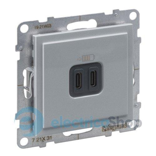 Розетка для заряджання USB С+C 15Вт/5V для серії SUNO Legrand 721331 алюміній