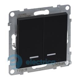 Вимикач 2-кл з підсв. (пруж.клеми) 10А/250V для серії SUNO Legrand 721415 чорний