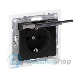 Розетка IP44 із з/к та кришкою і захист. шторками (пруж.клеми) 16А/250V для серії SUNO Legrand 721423 чорний