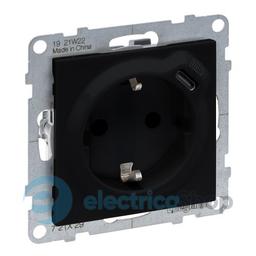 Розетка із з/к та захист. шторками + USB С 1,5А/5V для серії SUNO Legrand 721429 чорний