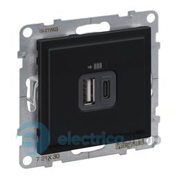 Розетка для заряджання USB А+C 12Вт+15Вт/5V для серії SUNO Legrand 721430 чорний