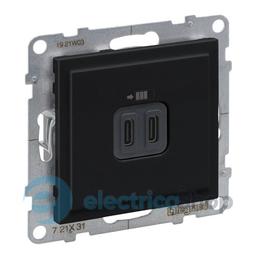 Розетка для заряджання USB С+C 15Вт/5V для серії SUNO Legrand 721431 чорний