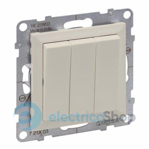 Вимикач 3-кл (гвинт. клеми) 20AX/250V для серії SUNO Legrand 721203 слонова кістка