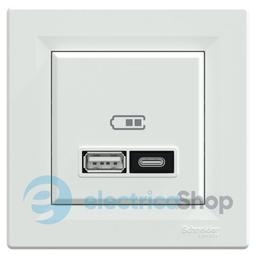 Розетка USB тип A+C 21 Вт Asfora (EPH2700521 біла)