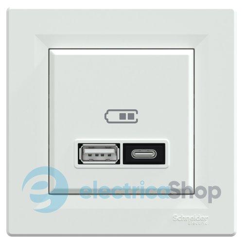 Розетка USB тип A+C 21 Вт Asfora (EPH2700521 біла)