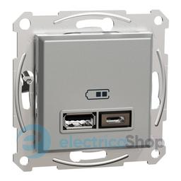 Розетка USB тип A+C 21 Вт Asfora (EPH2700561 алюміній)