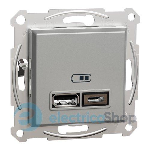 Розетка USB тип A+C 21 Вт Asfora (EPH2700561 алюміній)