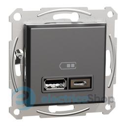 Розетка USB тип A+C 21 Вт Asfora (EPH2700571 антрацит)