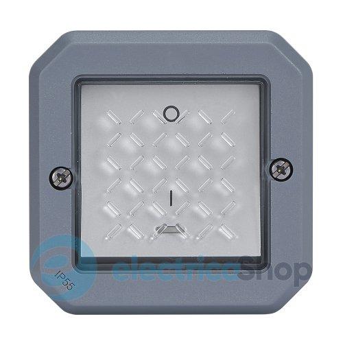 Вимикач 1-кл. 2-пол. 16А/250В з індикацією мех-м. Legrand Plexo New 069528L колір сірий