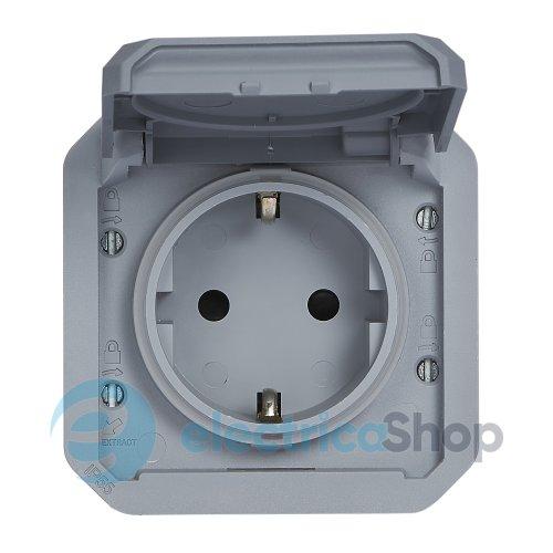 Розетка 2К+З 16А/250В з гвин. клем. мех-м. Legrand Plexo New 069571L колір сірий