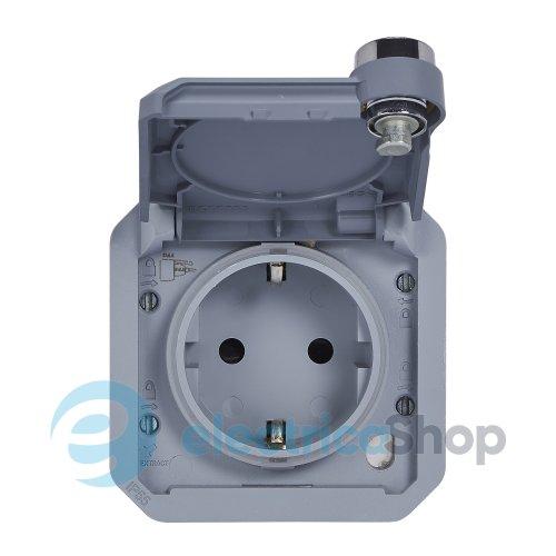Розетка 2К+З 16А/250В з замком мех-м. Legrand Plexo New 069574L колір сірий