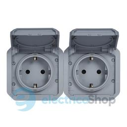 Розетка 2х2К+З 16А/250В гориз. мех-м. Legrand Plexo New 069576L колір сірий