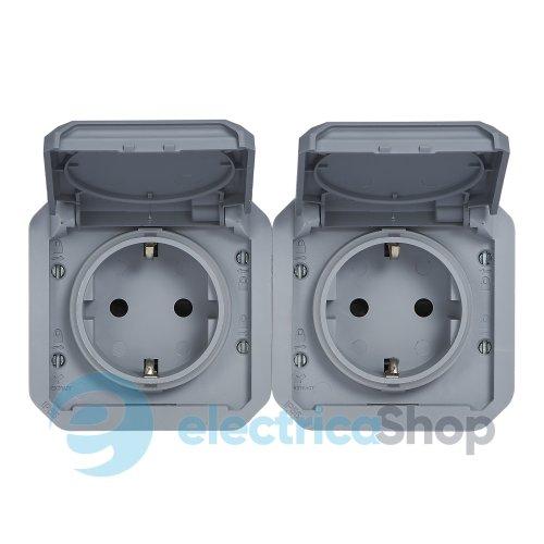 Розетка 2х2К+З 16А/250В гориз. мех-м. Legrand Plexo New 069576L колір сірий