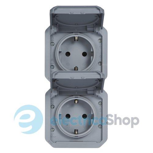 Розетка 2х2К+З 16А/250В верт. мех-м. Legrand Plexo New 069577L колір сірий