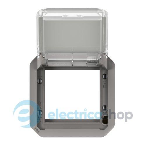 Адаптер для мех-в. Mosaic з прозорою кришкою мех-в. Legrand Plexo New 069580L колір сірий