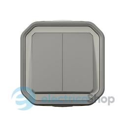 Перемикач/кнопка 2-кл. 10А/250В накл. Legrand Plexo New 069715L колір сірий