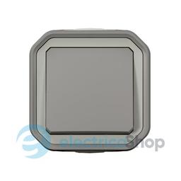 Кнопка 1-кл. 10А/250В з НВ конт. накл. Legrand Plexo New 069720L колір сірий