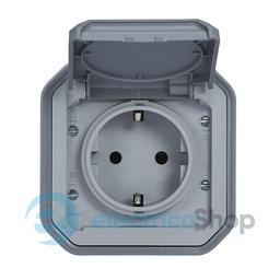 Розетка 2К+З 16А/250В з автом. клем. наклад. Legrand Plexo New 069730L колір сірий