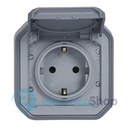 Розетка 2К+З 16А/250В з гвин. клем. накл. Legrand Plexo New 069733L колір сірий