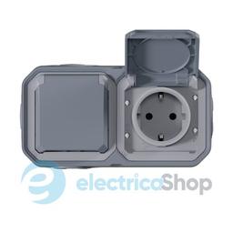 Розетка 2х2К+З 16А/250В наклад. гориз. Legrand Plexo New 069742L колір сірий