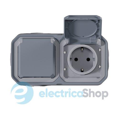 Розетка 2х2К+З 16А/250В наклад. гориз. Legrand Plexo New 069742L колір сірий
