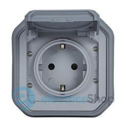 Розетка 2К+З 16А/250В з гвин. клем. вбуд. Legrand Plexo New 069833L колір сірий