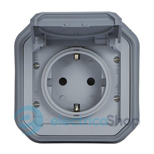 Розетка 2К+З 16А/250В з гвин. клем. вбуд. Legrand Plexo New 069833L колір сірий