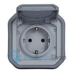 Розетка 2К+З 16А/250В з гвин. клем. і монт. лап. вбуд. Legrand Plexo New 069834L колір сірий