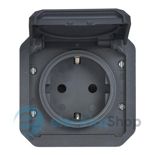 Розетка 2К+З 16А/250В з гвин. клем. мех-м. Legrand Plexo New 069839L колір антрацит