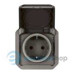 Розетка 2К+З 16А/250В з автом. клем. мех-м. Legrand Plexo New 069871L колір антрацит