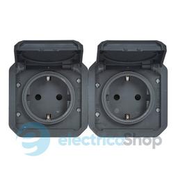 Розетка 2х2К+З 16А/250В гориз. мех-м. Legrand Plexo New 069879L колір антрацит
