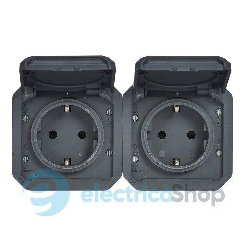Розетка 2х2К+З 16А/250В гориз. мех-м. Legrand Plexo New 069879L колір антрацит