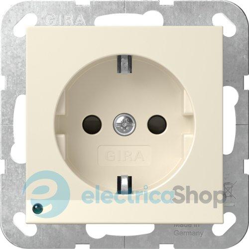 Розетка із з/к та шторками, з LED підсвічуванням, 16А/250V System 55 Gira 417001, кремовий глянцевий