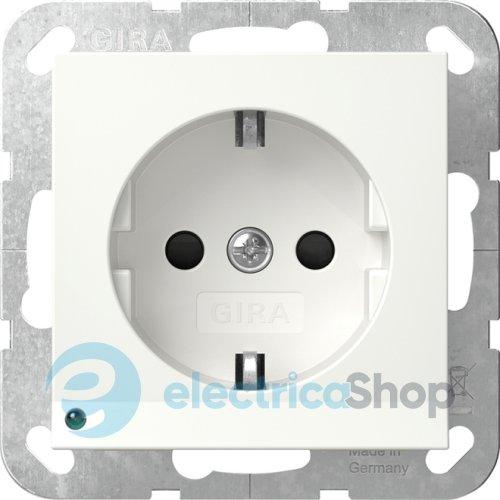 Розетка із з/к та шторками, з LED підсвічуванням, 16А/250V System 55 Gira 417003, білий глянцевий