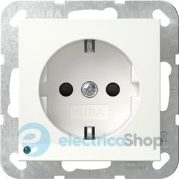 Розетка із з/к та шторками, з LED підсвічуванням, 16А/250V System 55 Gira 417027, білий матовий