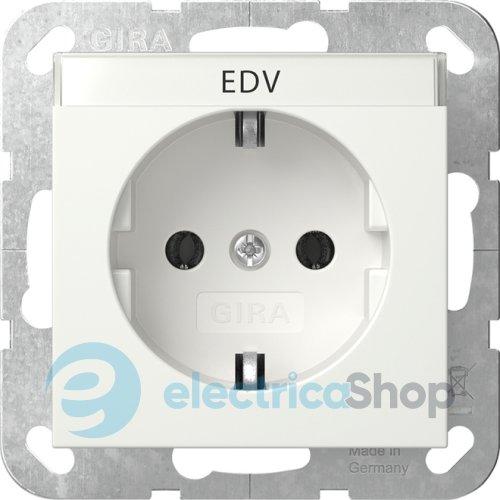Розетка із з/к 16А/250V, поле для напису, System 55 Gira 445703, білий глянцевий