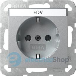 Розетка із з/к 16А/250V, поле для напису, System 55 Gira 445726, алюміній