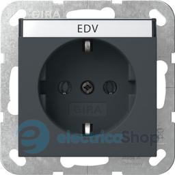 Розетка із з/к 16А/250V, поле для напису, System 55 Gira 445728, антрацит
