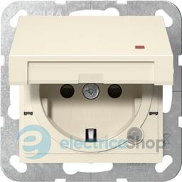 Розетка із з/к та кришкою, шторки, контрольна лампа, 16А/250V System 55 Gira 455201, кремовий глянцевий