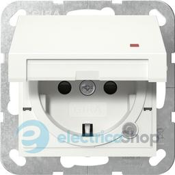 Розетка із з/к та кришкою, шторки, контрольна лампа, 16А/250V System 55 Gira 455227, білий матовий