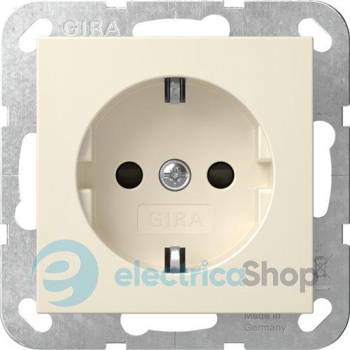Розетка із з/к, шторки, 16А/250V, без розпірних лапок, System 55 Gira 475501, кремовий глянцевий