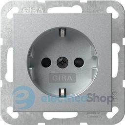 Розетка із з/к, шторки, 16А/250V, без розпірних лапок, System 55 Gira 475526, алюміній