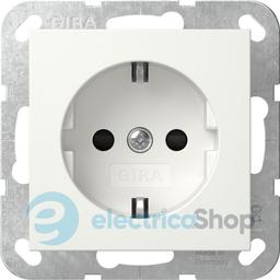 Розетка із з/к, шторки, 16А/250V, без розпірних лапок, System 55 Gira 475527, білий матовий