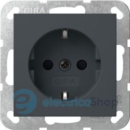 Розетка із з/к, шторки, 16А/250V, без розпірних лапок, System 55 Gira 475528, антрацит