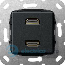 HDMI 2-гн перехідник Gira 567110, чорний матовий